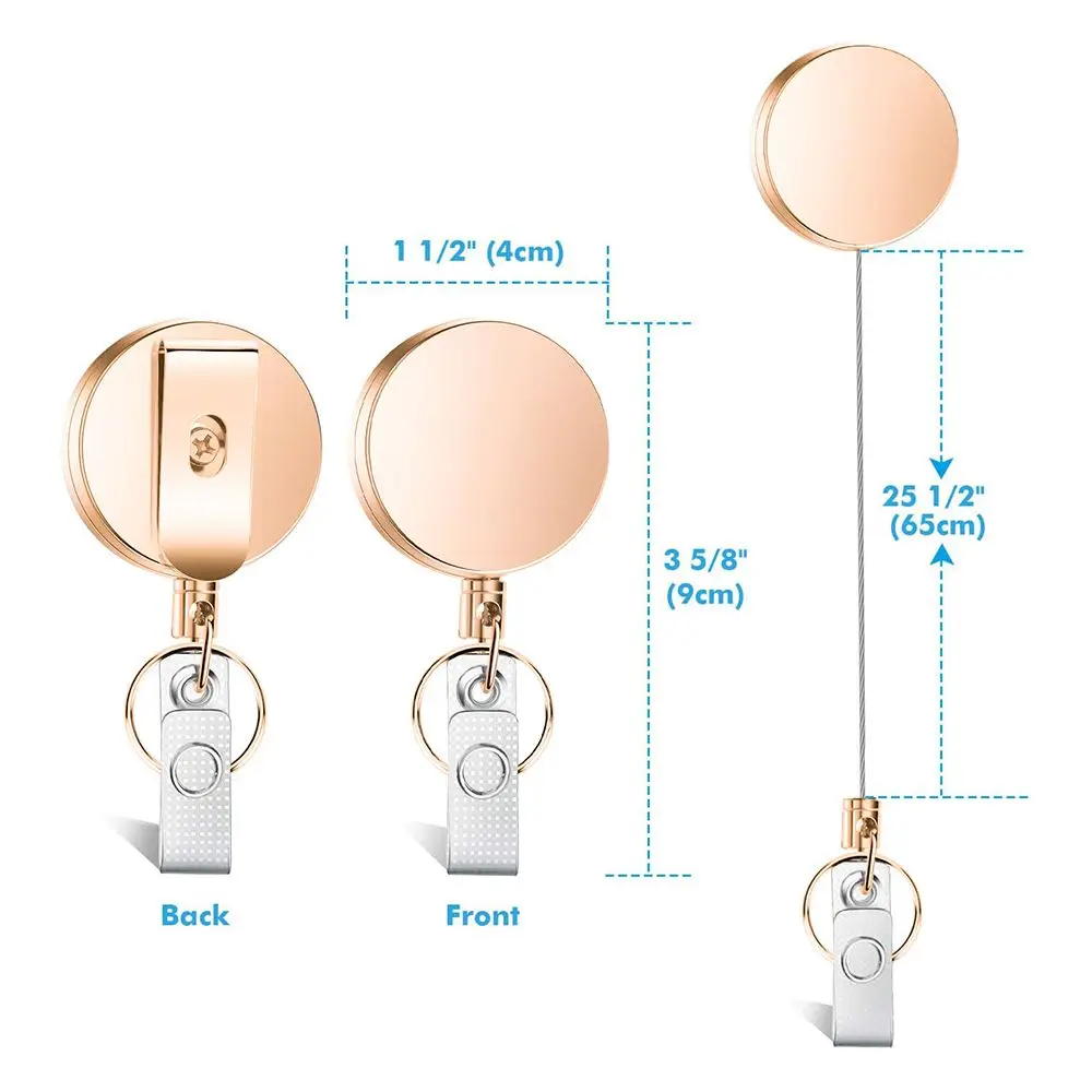 LLavero de Metal con Clip retráctil, carrete de cadena extensible, cordón de identificación, etiqueta de nombre, soporte para tarjeta, novedad