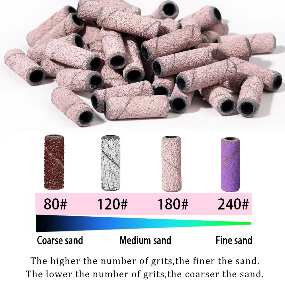 50pcs 3.1mm Mini Sanding Bands Kits With Shaft 3/32" Nail Drill Bits Mandrel Sets Electric Manicure Tool Dead Skin Remover