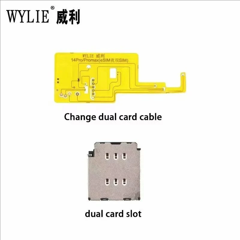 3PCS iP 14Pro/Pro Max US Version eSIM To Dual Card Flex With Built-in Card Holder Parts No Punching Layering Separation