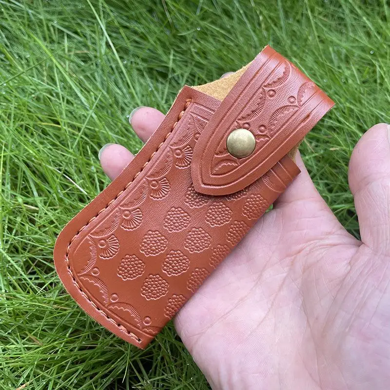 PU Faux Leather Pocket Knife Holster Outdoor Knife Sheath Wear Resistant Tool Cover for Camping