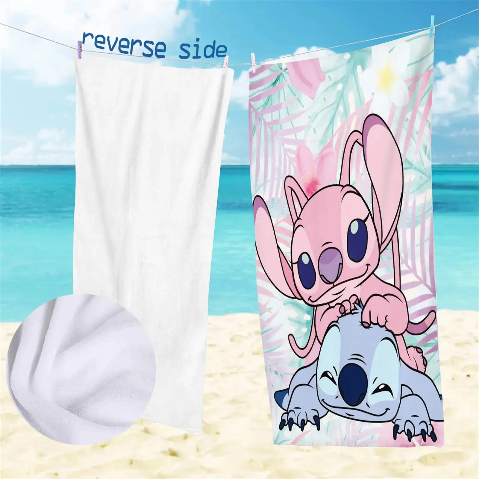 Disney 3D Print Stitch Angle Pink Bath Towels Microfiber Beach Swimming Towel Decor for Adults Kids Gift 75x150cm For Bathroom