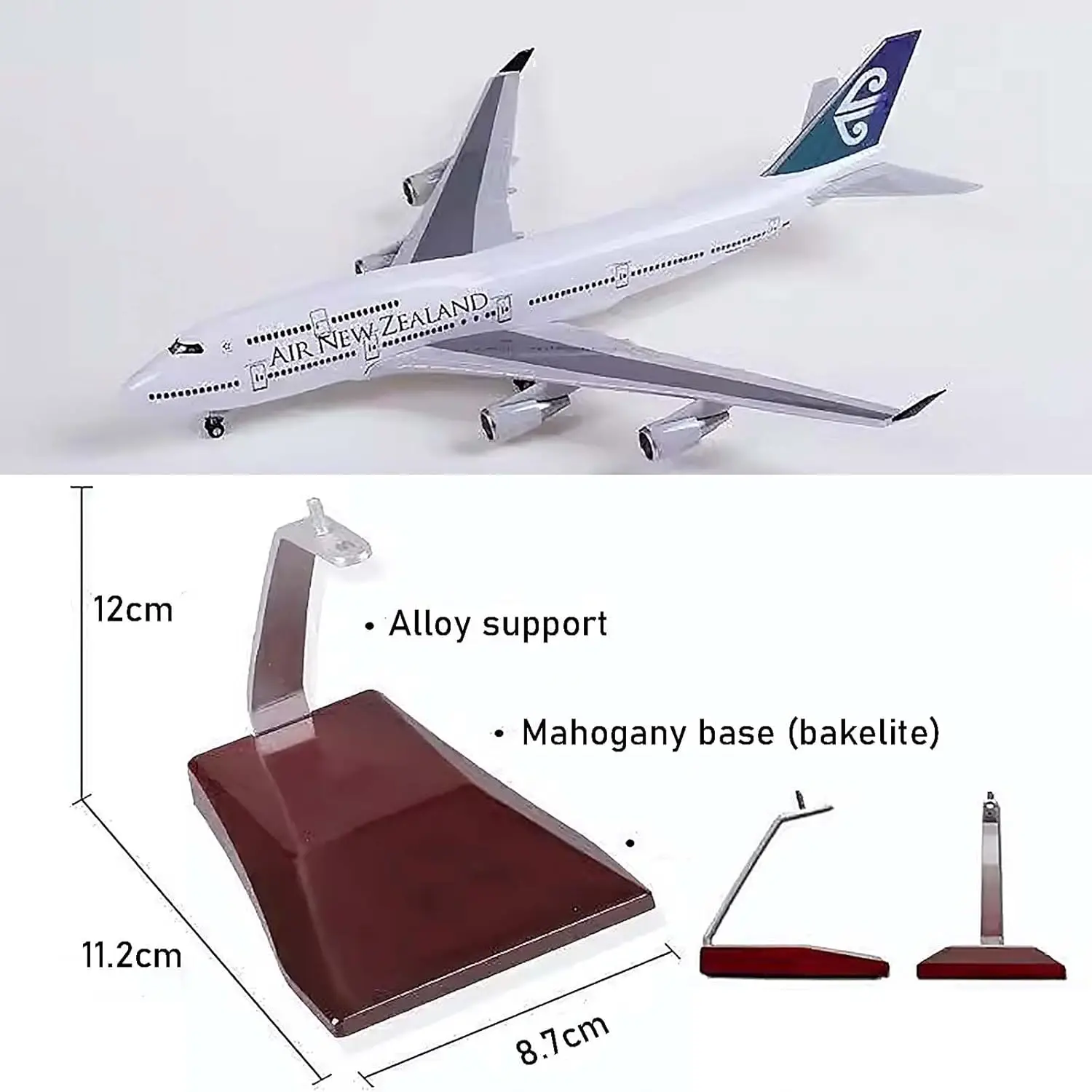1/160 18,5 pulgadas aire Nueva Zelanda B747 simulación modelo de avión de aviación Civil con ruedas ensambladas decoración de avión de aviación