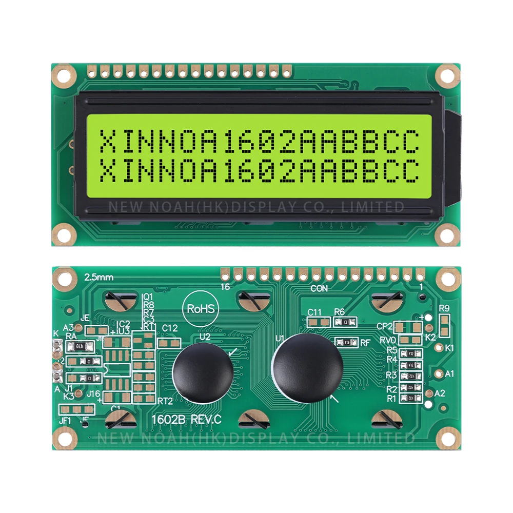 Yellow Green Film 1602B REV.C Side Backlight Built In Backlight Factory Direct Supply Controller ST7066U Character LCD Screen