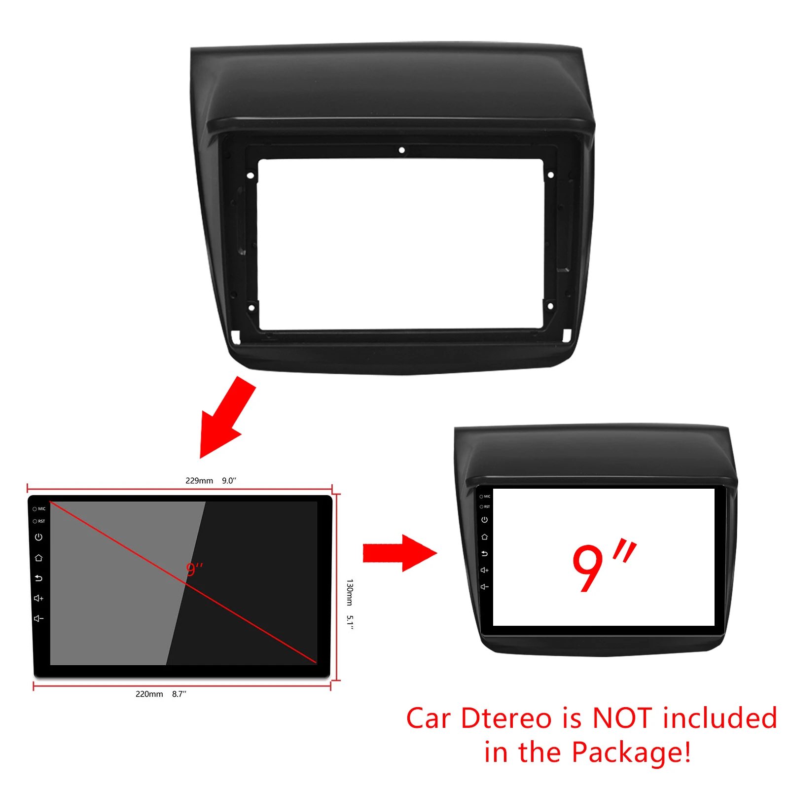 2/1Din Car DVD Frame Audio Fitting Adaptor Dash Trim Facia Panel 9