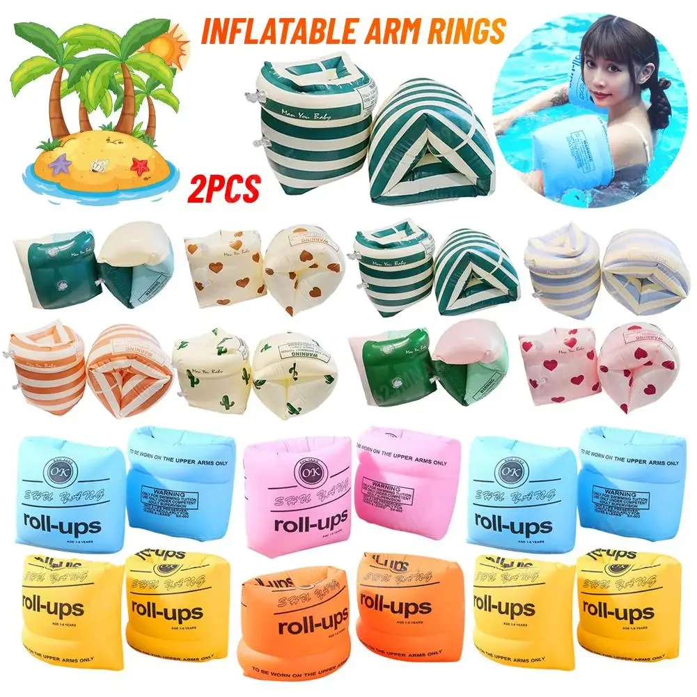 2 pçs/set adulto crianças natação anéis de braço inflável portátil flutuante círculo mangas piscina bóia braçadeiras equipamentos piscina