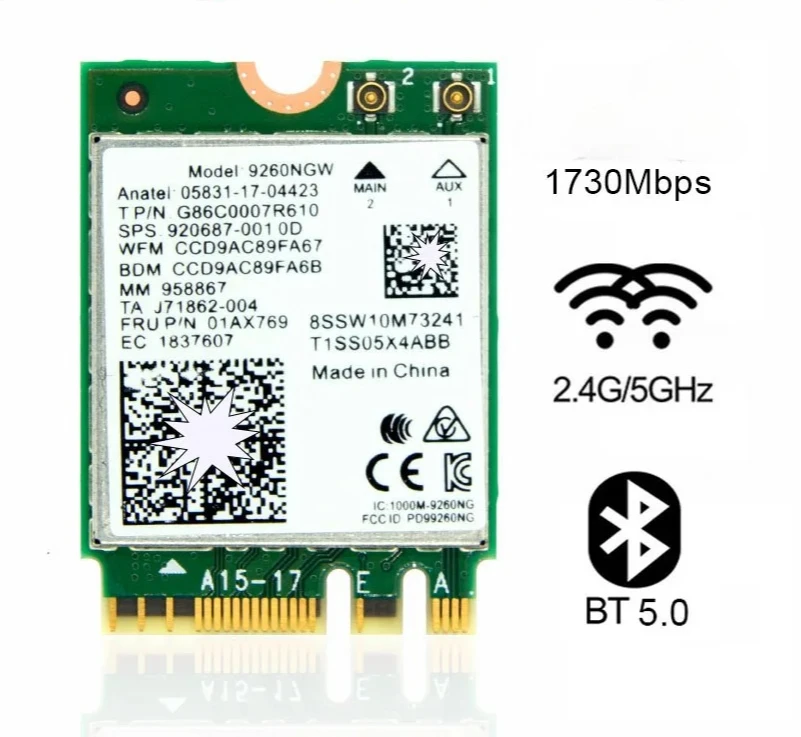 

2026 Dual Band Wireless Ac 9260 Ngff 802.11ac Mu Mimo 1730Mbps Bluetooth 5.0