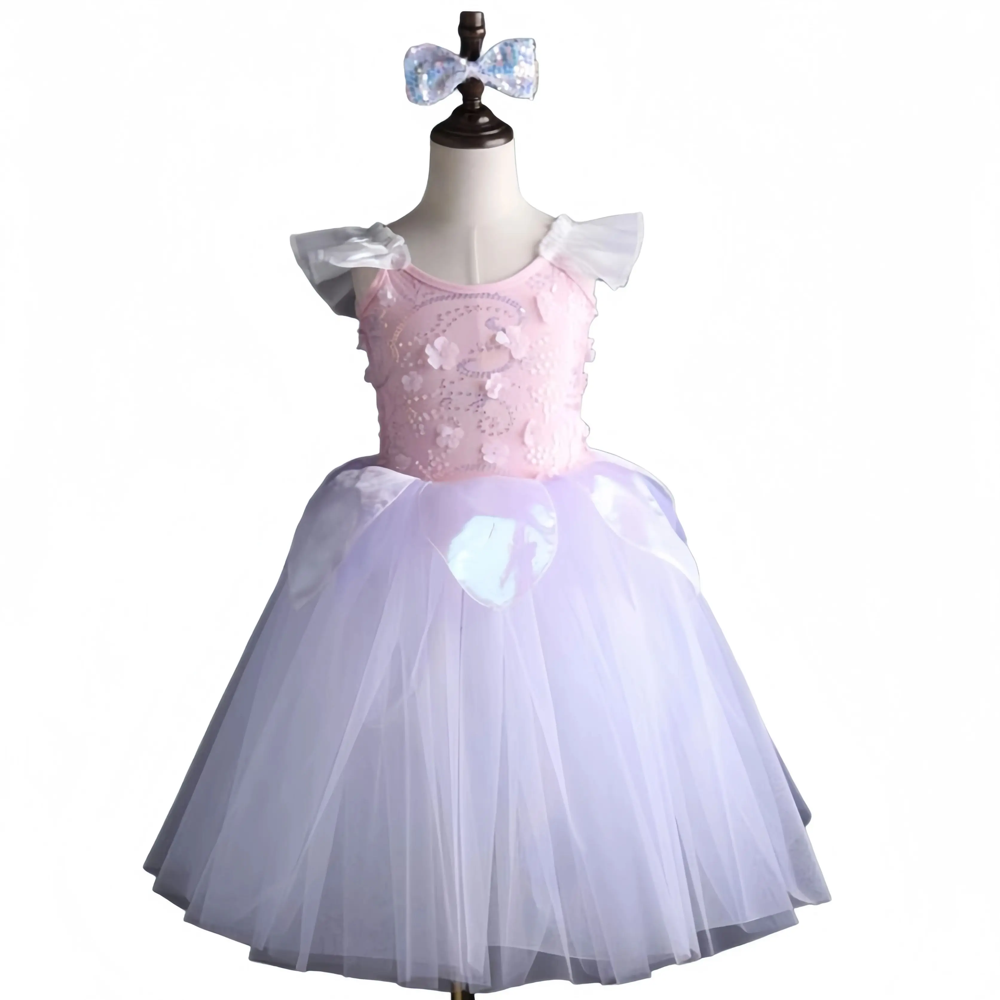 

Children Long Ballet Tutu Dress Girls Modern Dance Dress Kids Ballet Dress Girl Purple Sequined Performance Dance Costumes