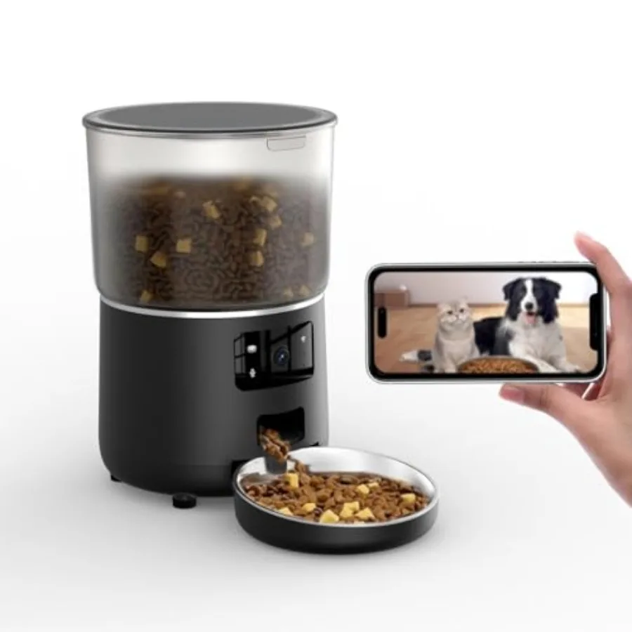 

Automatic Cat Feeder WiFi Dog Food Dispenser for home use plastic body white 4L large capacity with APP remote feeding 1-9 meal
