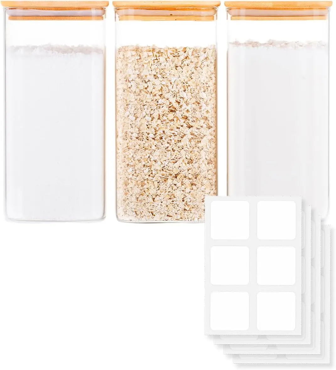 Glass Food Storage Jars with Airtight Lids – Wide Mouth Pantry Containers, Thick BPA-Free Glass, Moisture & Insect Resistant