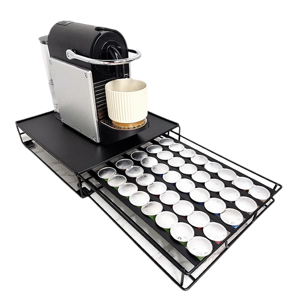 

Nespresso Coffee Pod Holder Storage Drawer Holder, 40 Capsule Capacity, Black Coffee Rack