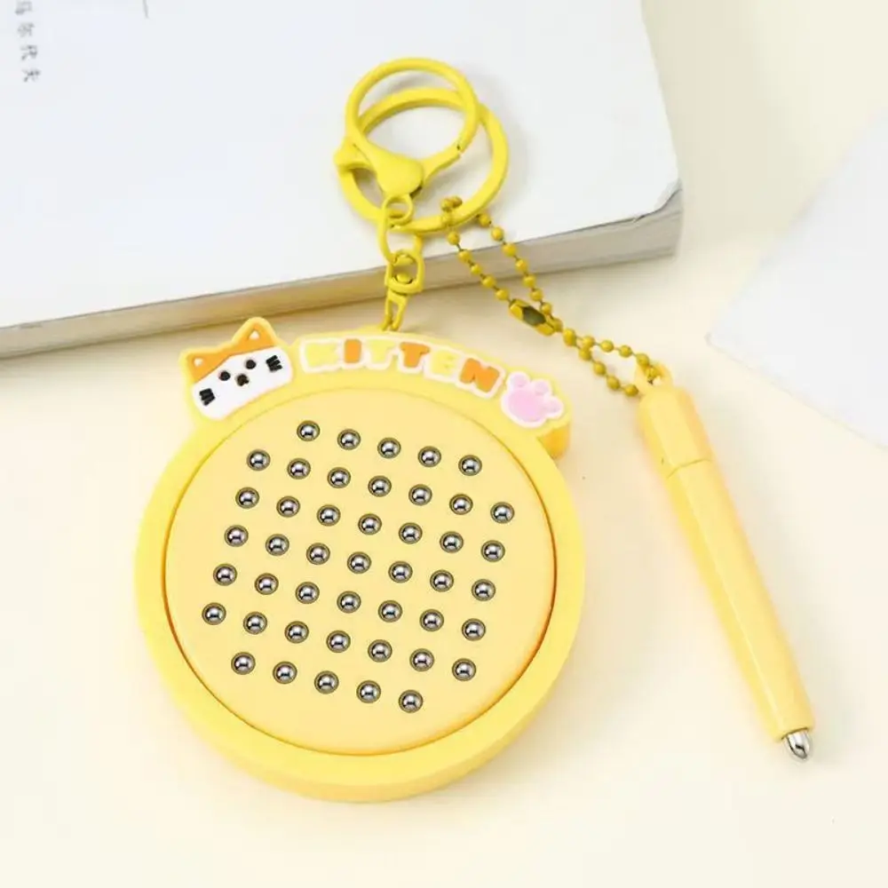 Kitten Magnetic Drawing Board Keyring Relaxing Toy DIY Mini Funny Keychain Painting Game Pad Preschool Cartoon Cat Pendant