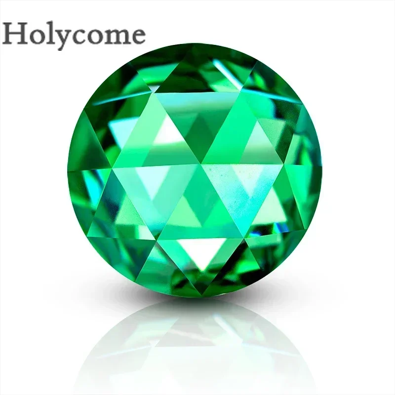 Holycome Round Shape Moissanite Flat Bottom Rose Cut Green Color  VVS Factory Sale Top Quality GRA Certificate Wholesale Price