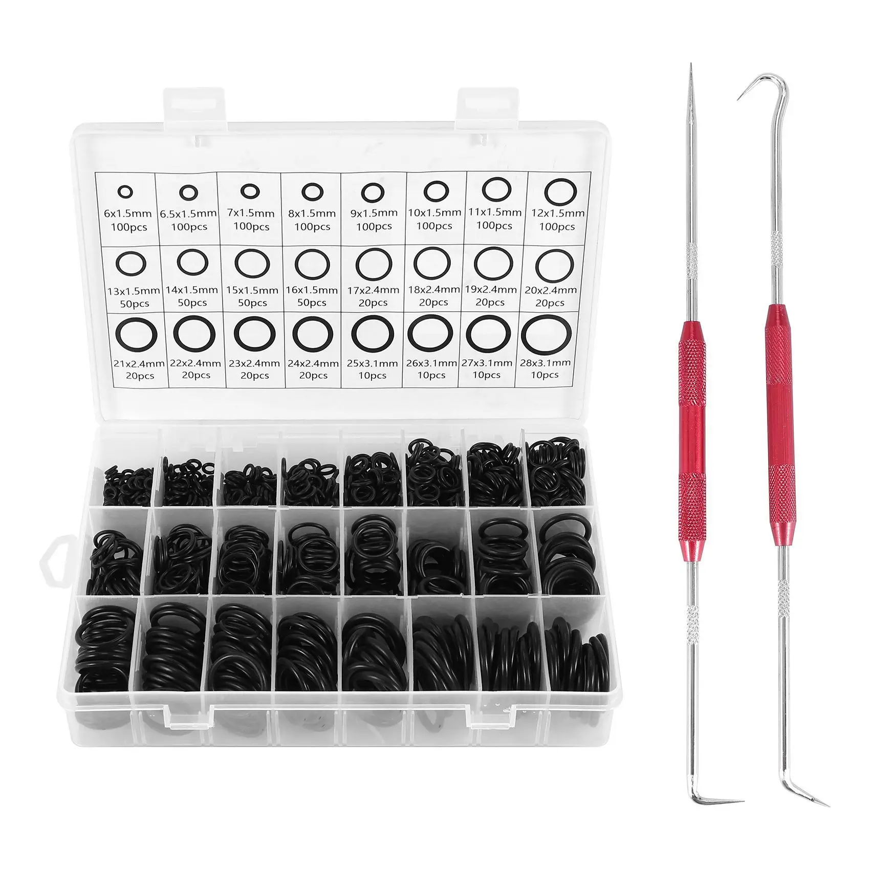 

1200PCS Nitrile Rubber O Ring Set with Hook Tools NBR Seal Rings Gasket Oring Oil-Resistant Sealing O-Ring KitAB32