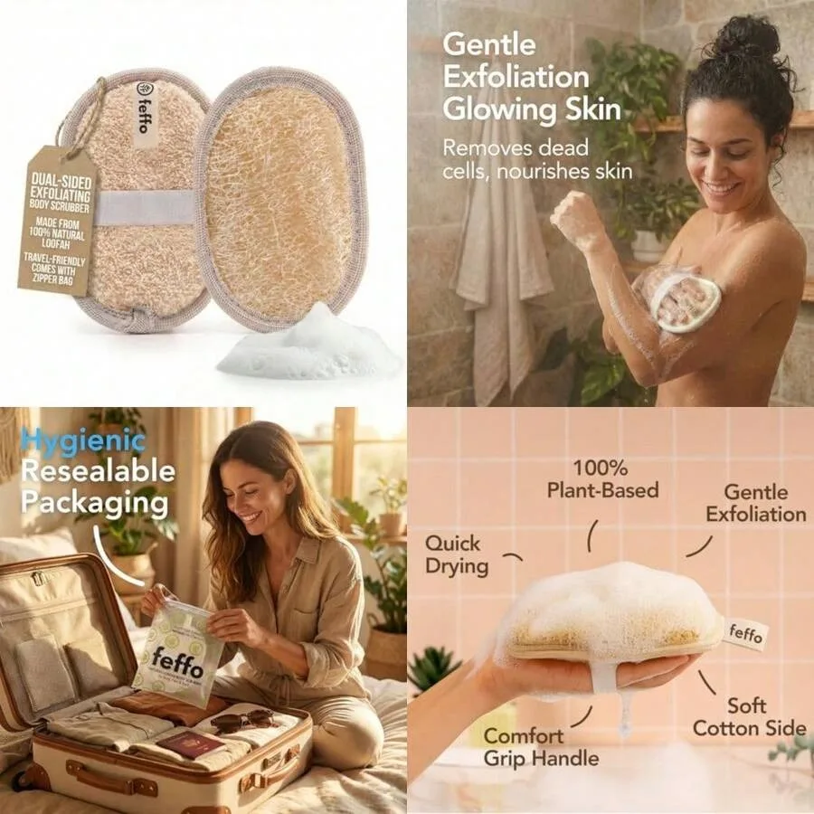 

2026-New-Natural Loofah Sponge For Body Scrub Exfoliating Body Scrubber And Loofah With Handle Exfoliating Pads Loofah For Wome