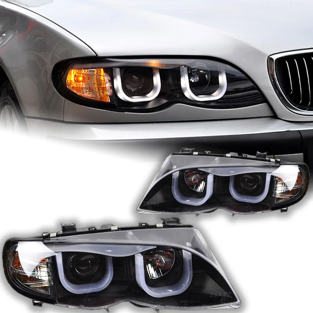 AKD Car Styling for E46 Headlights 2001-2006 320i 318i 323i 325i Headlight DRL Head Lamp Angel Eye Bi Xenon Beam Accessories
