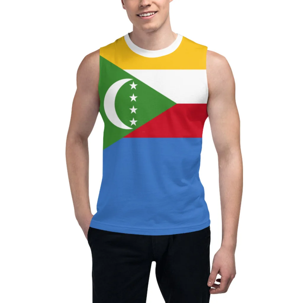 Sleeveless T-shirt Comoros Flag 3D Men's Boys Tshirt Gyms Tank Tops Fitness Joggers Basketball Training Vest