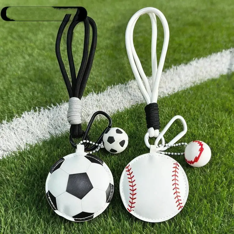 Sports Ball Shaped PU Keychain With Durable Lanyard Cute Pendant For Sports Fans Bag Decoration Gift