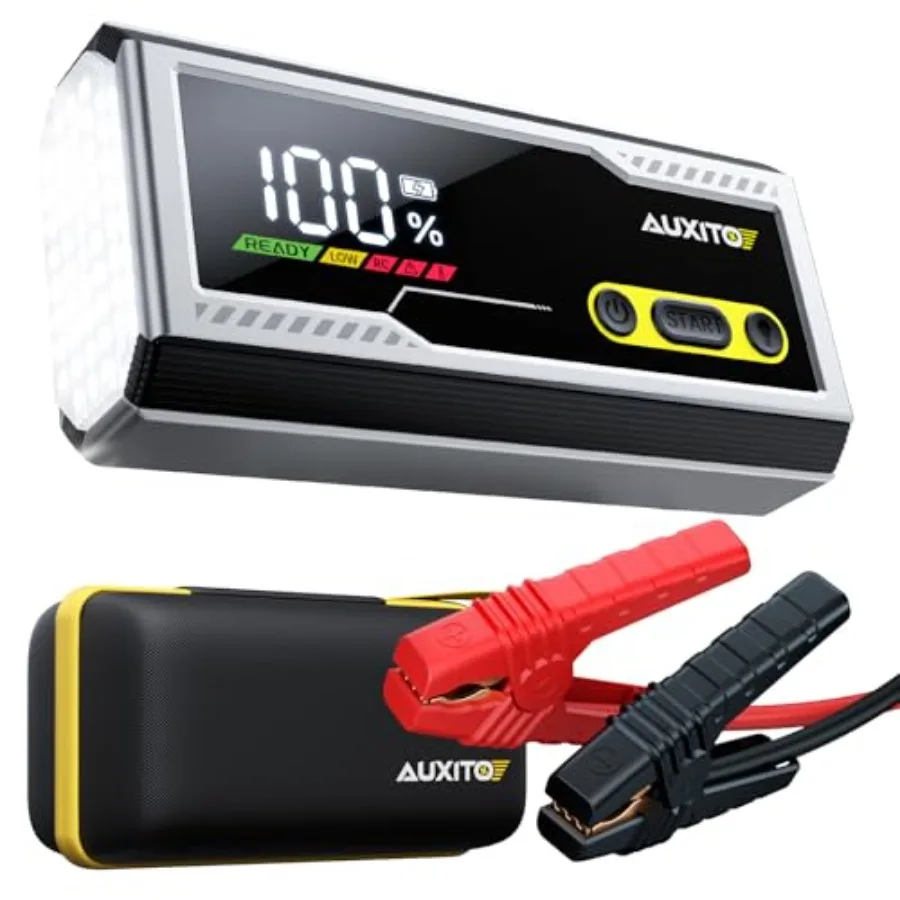 

AUXITO Jump Starter 8000A Портативный автомобильный аккумуляторный стартер с большим ЖК-дисплеем Jump Starter с умными зажимами Power Bank Emer