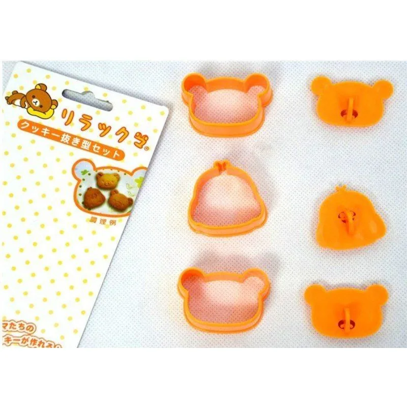 Japan R-Rilakkuma Cookie Mold Rice Ball Sushi Mold Set Western Pastry Baking Tools Cute Cartoon Three Pack