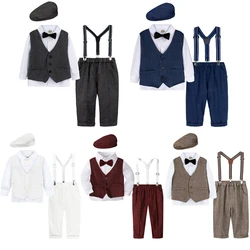 Baby Christening Suits Toddler Baptism Outfits Set Boys White Church Clothing Sets Wedding Formal Clothes 4pcs