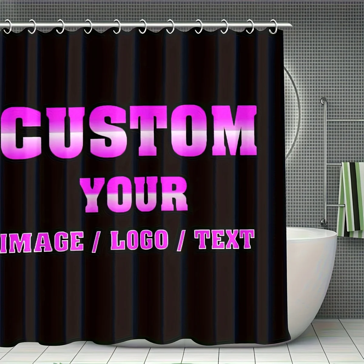 Personalized Photo Shower Curtain - Custom Picture Upload Your Own Images, Durable with Grommets & 12 Hooks Suitable for Home