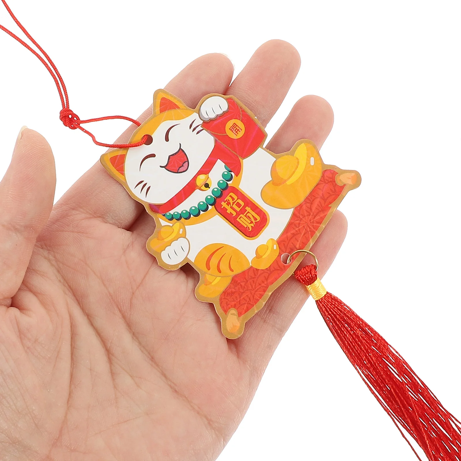 

6Pcs Chinese Style Lucky Cat Hanging Decorations Delicate Tassel Ornaments for Spring Festival Home Office Wall Door Car