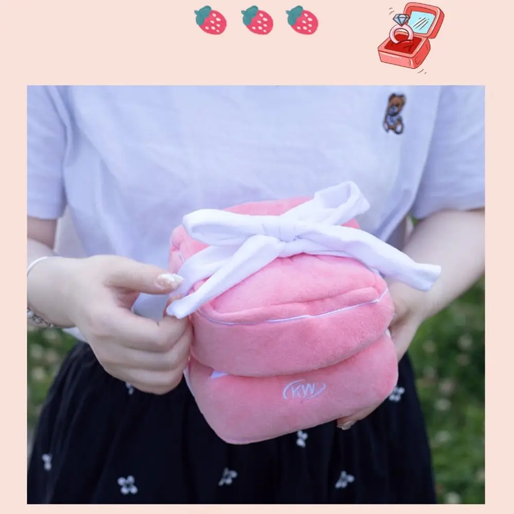 1pc Interesting Plush Ring Love Box Pink Soft Plush Diamond Ring Oversized Plush Ring Box Festivals