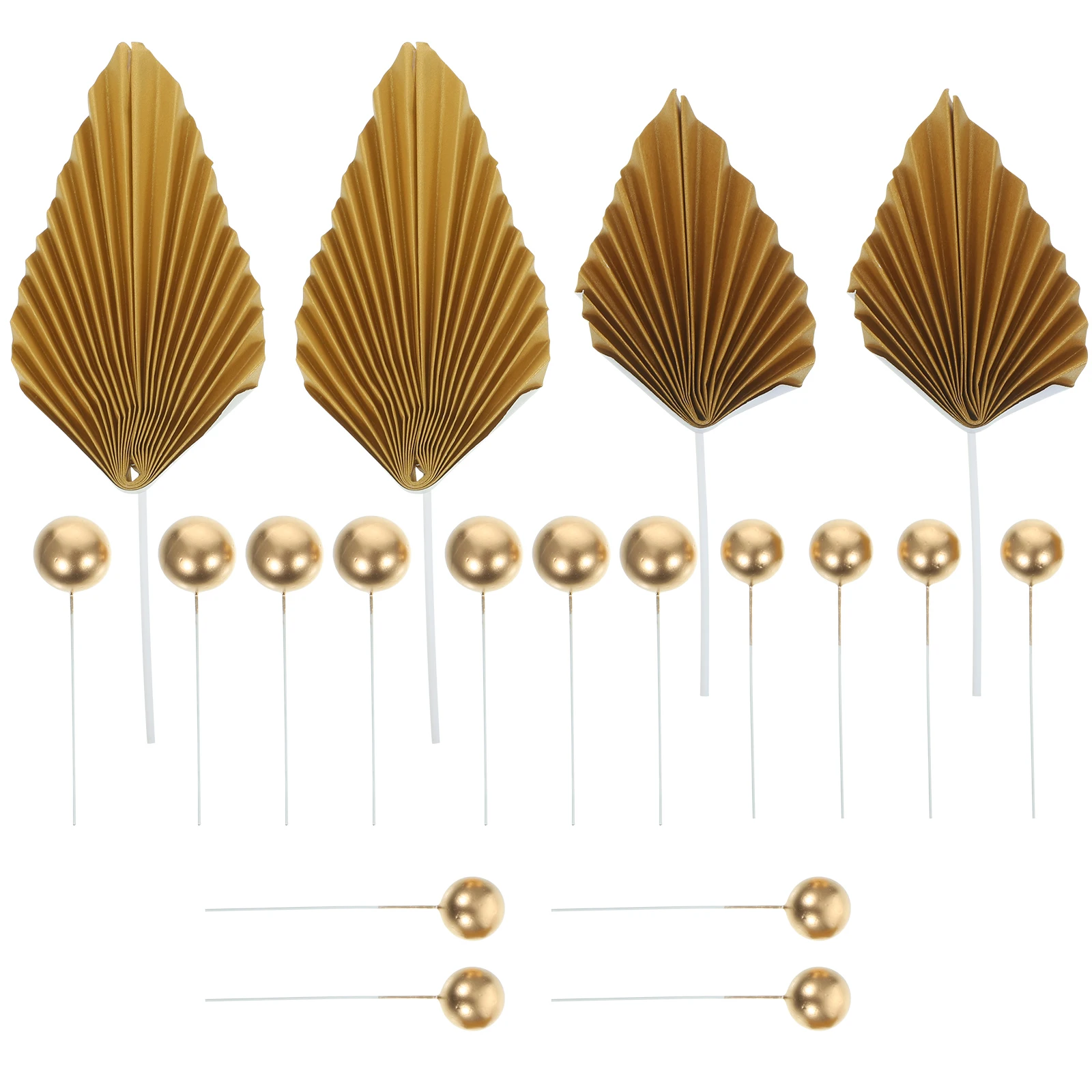 

Birthday Cake Decorations Balls Palm Leaves Set Party Baking Props Cupcake Toppers Dessert Picks Cake Decors