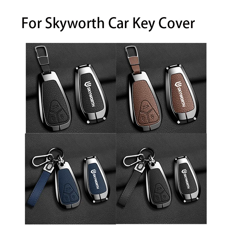 Funda de cuero y aleación para llave de coche Skyworth EV6 Skywell ET5 HT-i HTI Imperium SEV Elaris Beo Phev, accesorios para llavero