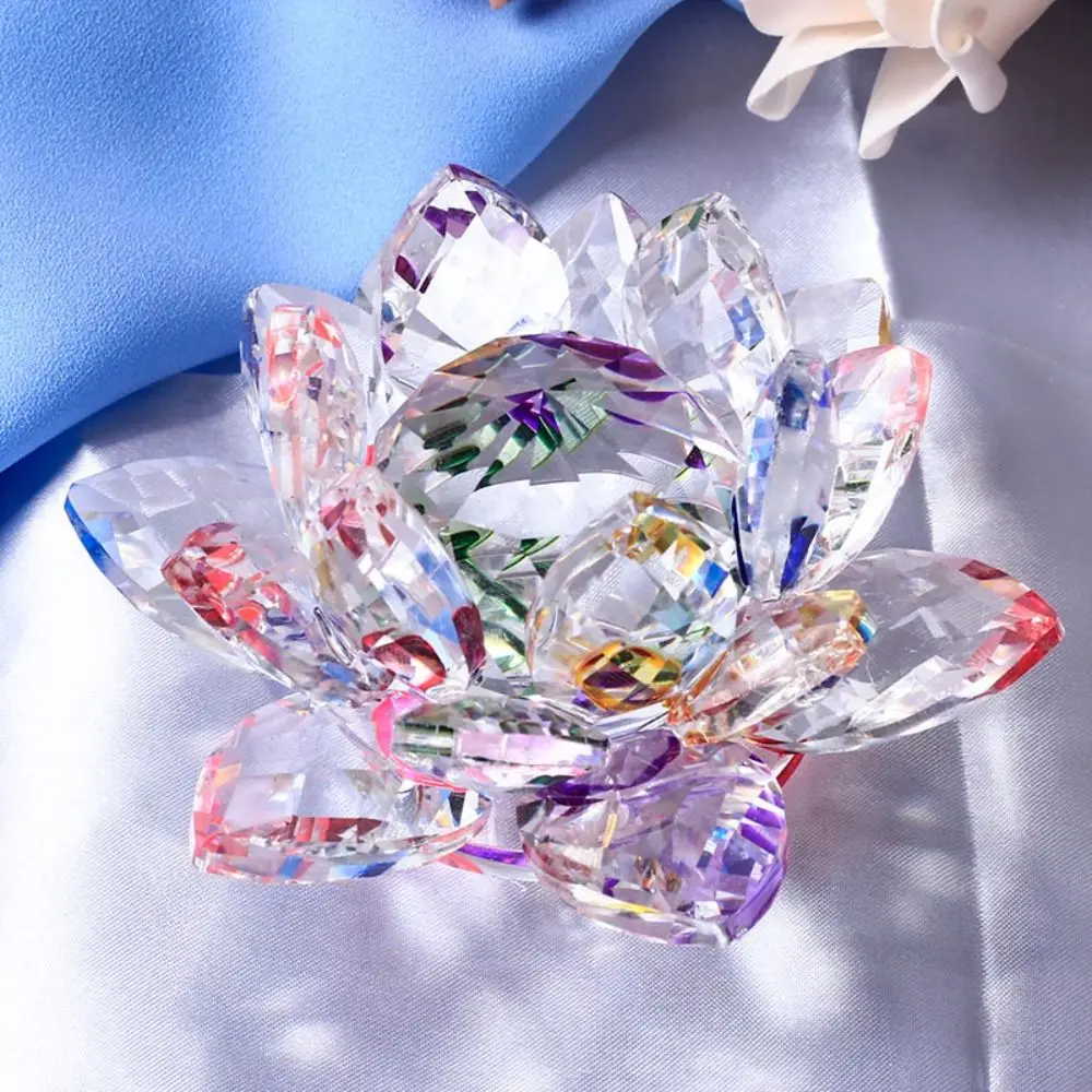 Feng shui Quarz Kristall Lotus Blume Handwerk Glas Briefbeschwerer Ornamente Figuren Hause Hochzeit Party Decor Geschenke Souvenir