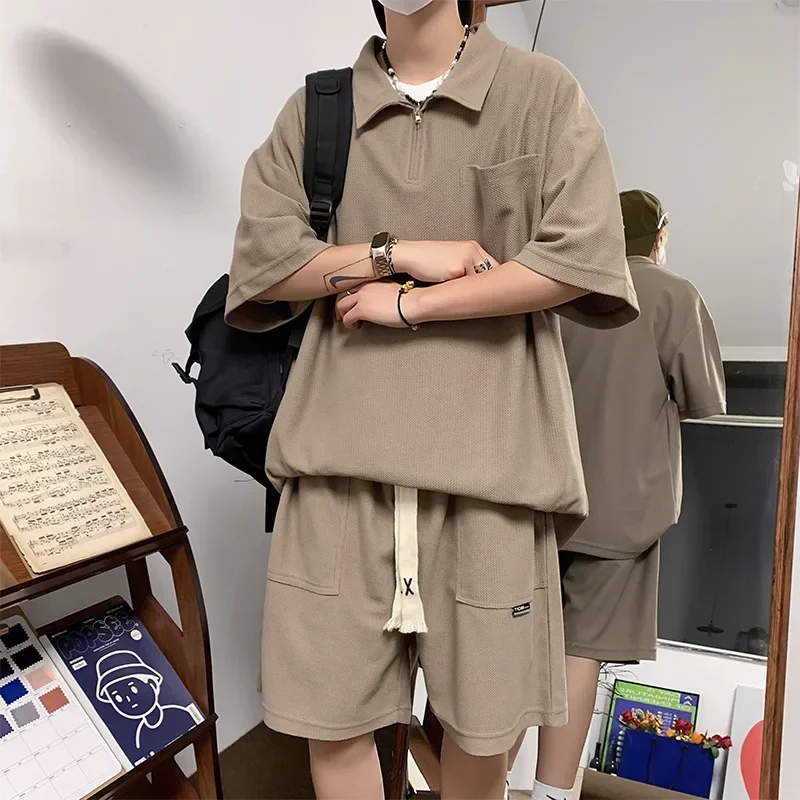 

Summer New Men's Loose Fitting Fashion Short Sleeved Polo Shirt, Shorts Set, Couple Sportswear