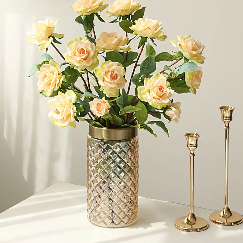 Glass Vase Hydroponic Container Cylindrical Arrangement Crafts Room Decoration