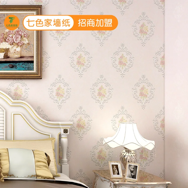 Wholesale Simple European Style 3D Large Flower Wallpaper for Bedroom Girls Room Wedding Room Romantic Country Non Woven Wall Pa