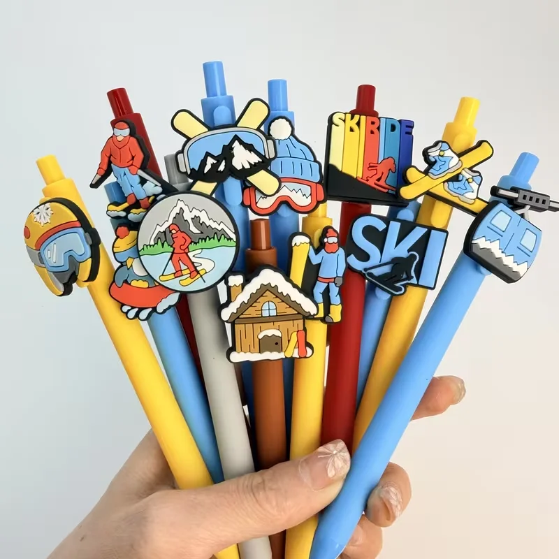 5/15/25pcs creative and minimalist ski and iceberg theme ballpoint pens, campus style, multiple styles, ski series, press-type