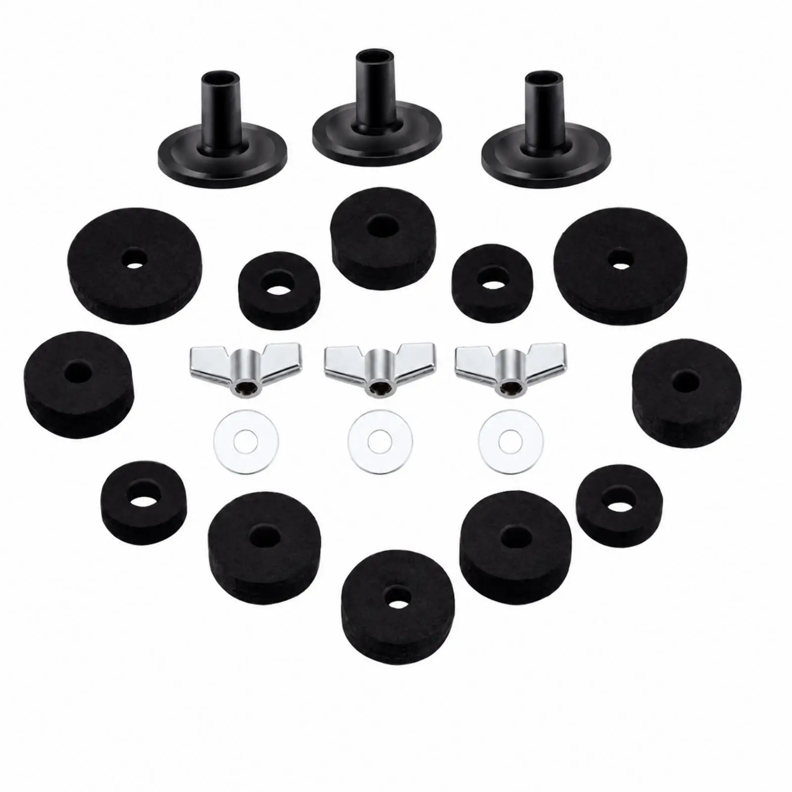 21 Pieces Drum Cymbal and Stand Accessory Kit Anti-Slip Cymbal Cushion Pad Kit with Sleeves and Wing Nuts Shock-Absorbing for