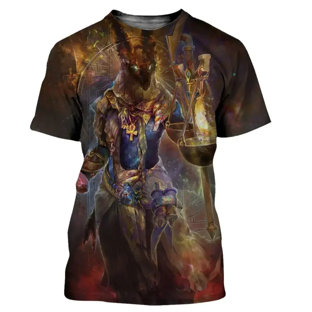 Ancient Egyptian Anubis T-Shirt 3D Printed Streetwear Men's Summer Short Sleeve Slim Fit Breathable Crewneck Oversized Top