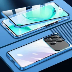 360 Full Case For Xiaomi POCO F6 Pro 5G Redmi K70 Double Sided Magnetic Adsorption Metal Tempering Glass Protection Cover Bumper