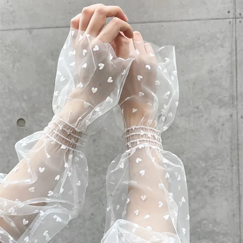 

Fabric For Nail Photography Backgrounds White Black Dot Long Tulle Arm Sleeves Elastic Transparent Mesh Gloves Nail Art Props