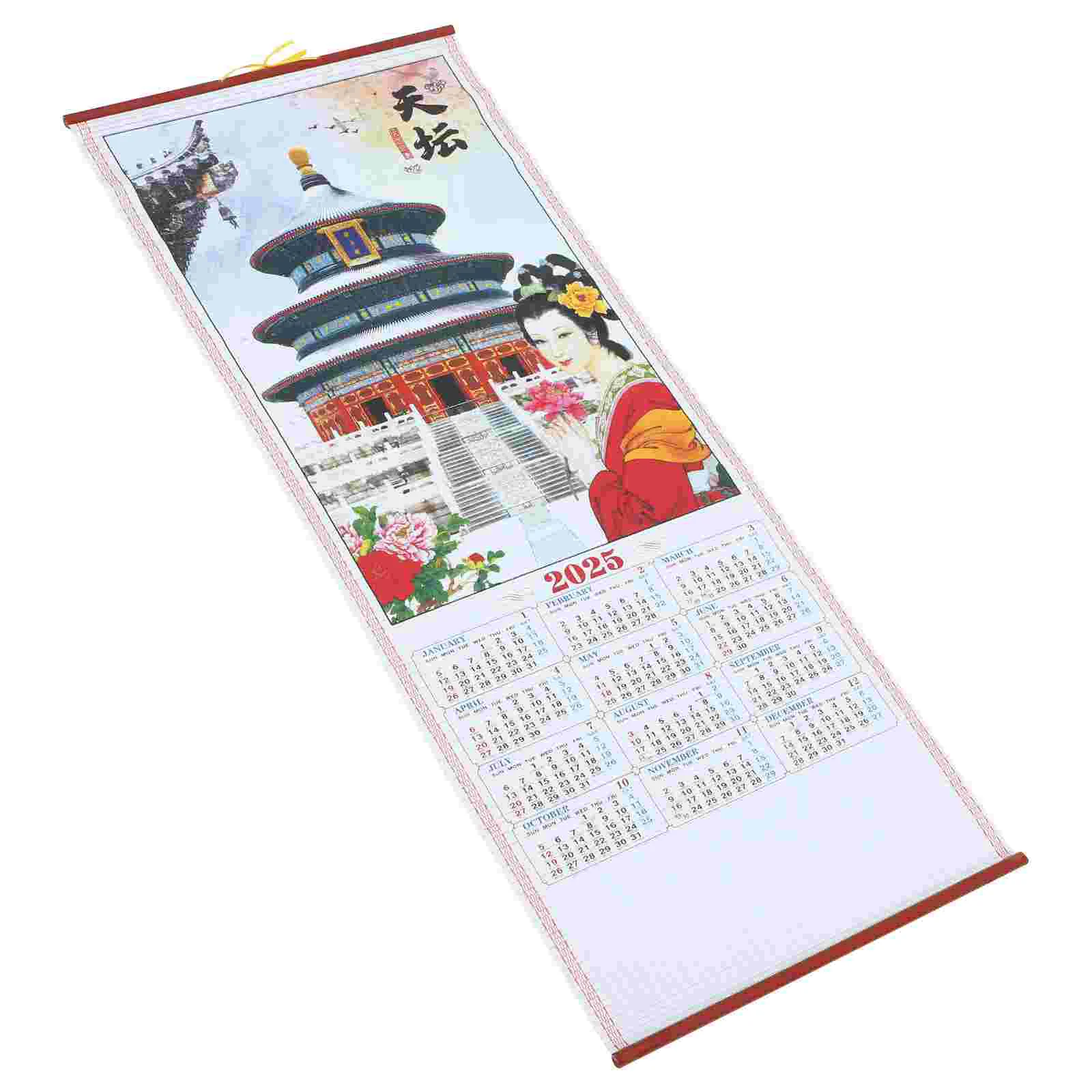 Year of The Snake Hanging Scroll Calendar Family Wall Office Monthly Delicate Paper Planning Desk Small Accessories