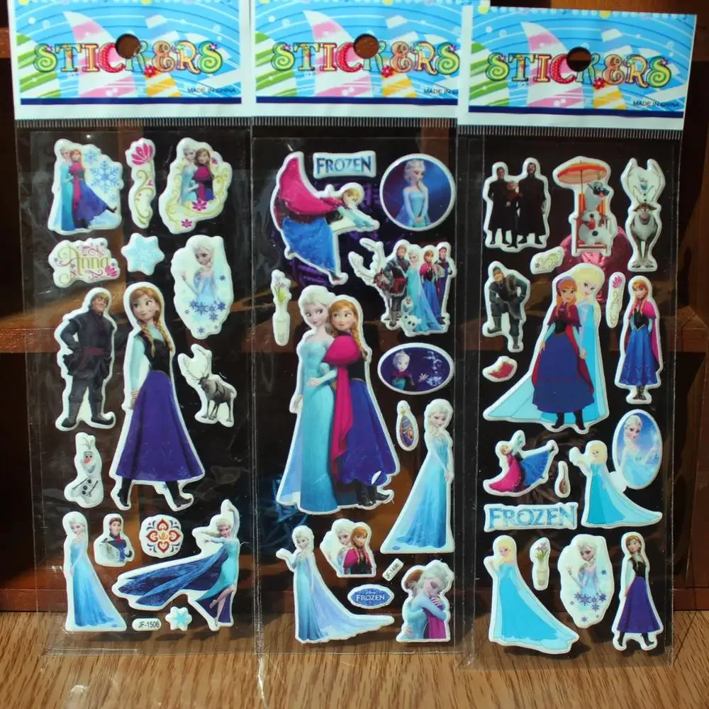 8 pcs/lot Disney cartoon sticker children bubble sticker PVC girl frozen princes sticker reward