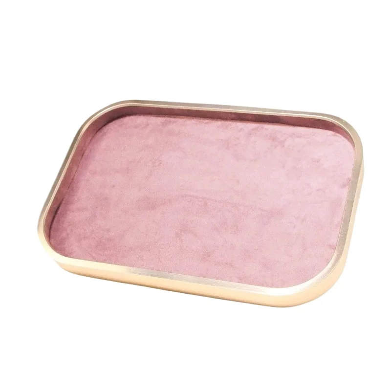 Pink Velvet Metal Jewelry Display Tray Necklace Bracelet Earring Organizer Holder for Selling Store Gift