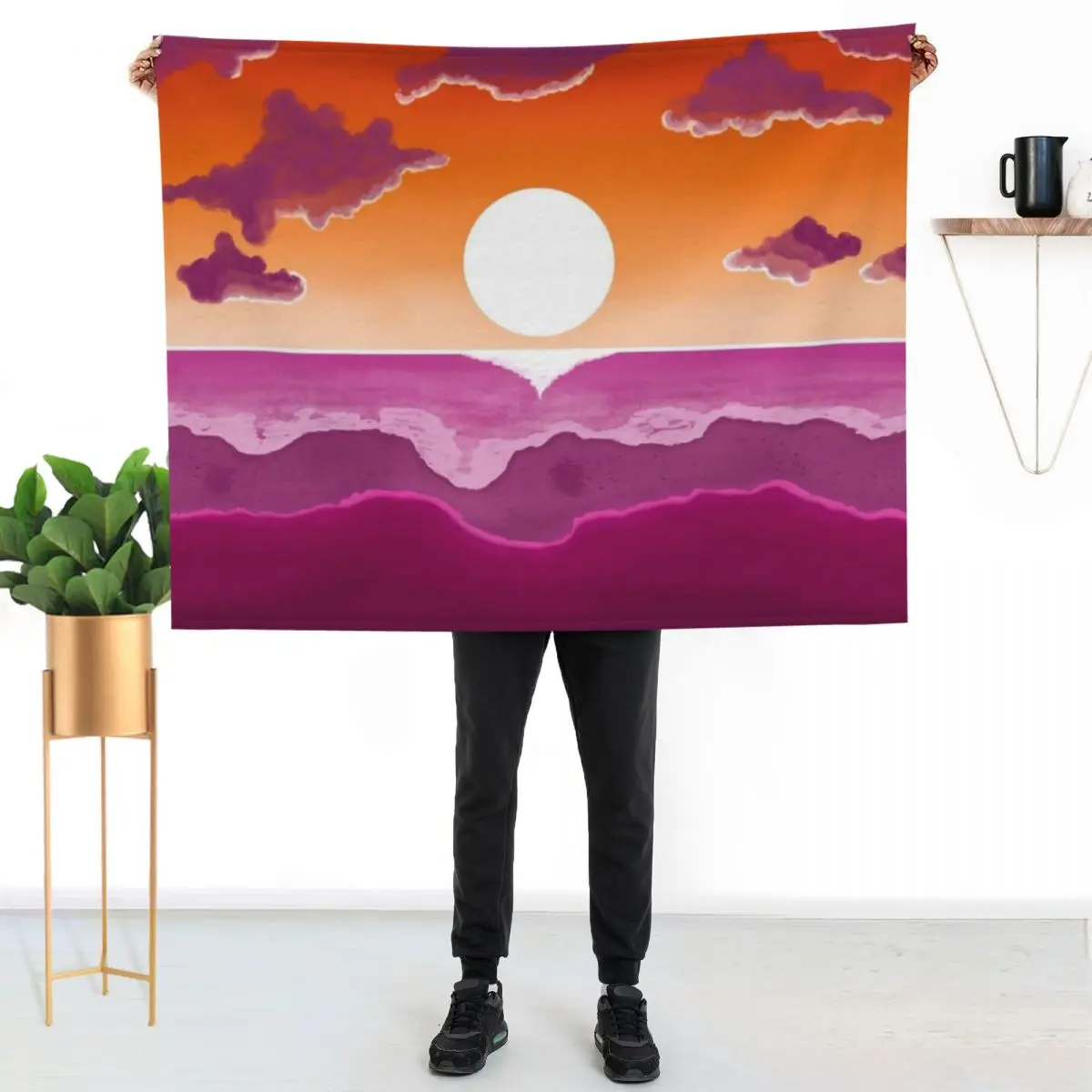 subtle stealth lesbian sunset flag - subtle lgbt flag design Throw Blanket Hair Vintage Baby Plush Weighted Blankets