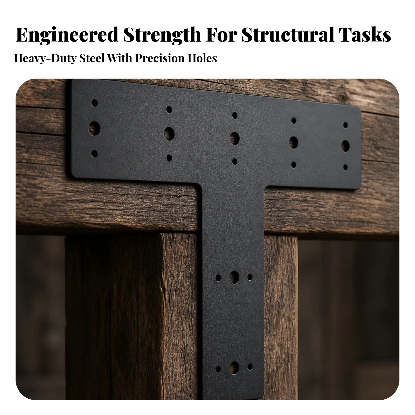 T Flat Bracket with Screw Holes Indoor Outdoor Beam and Post Reinforcement Plate Post to Beam Connector Long-Lasting