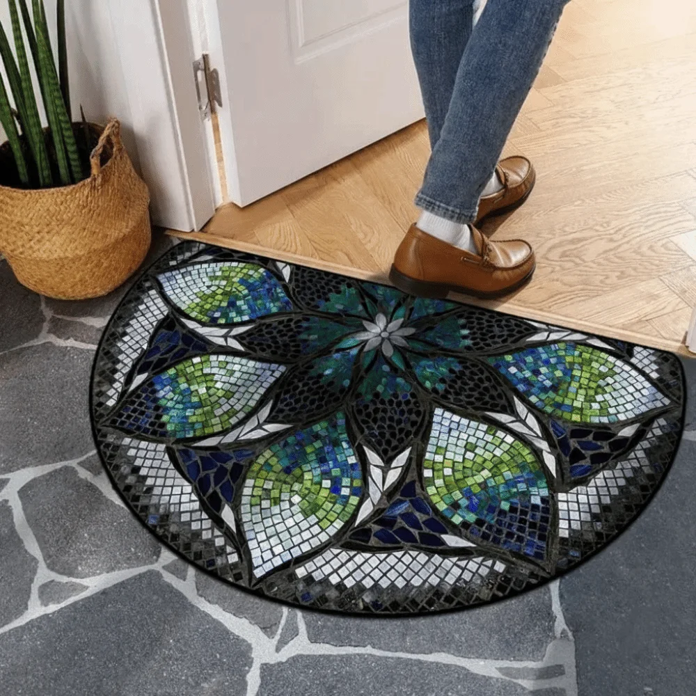 New Non Slip Semi-Circular Carpet Washable Wear-resistant Entrance Door Mat Doormat Home Decoration