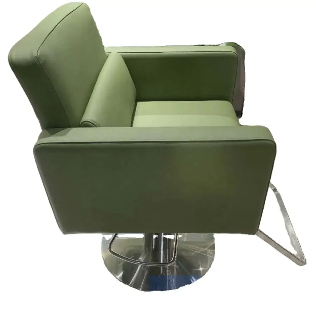 Modern Stainless Steel Barbershop Hairdressing Chair Black Leather Hair Salon Styling Barber Chair