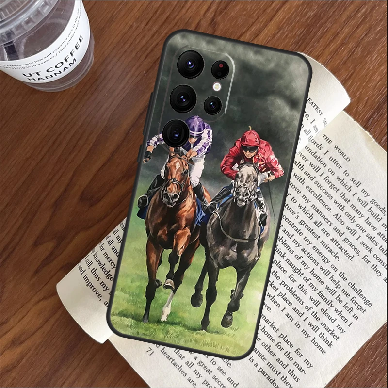 Horse Racing Case For Samsung Galaxy S23 S22 S21 Ultra Note 20 S8 S9 S10 Note 10 Plus S20 FE Soft Cover