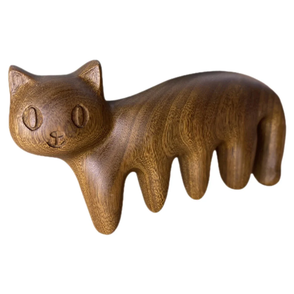 Grzebień do masażu Kitten Hair Scalp Massager Caring Cute Wide Tooth Cat Shaped Sandalwood Body Acupoint Baby Travel Head