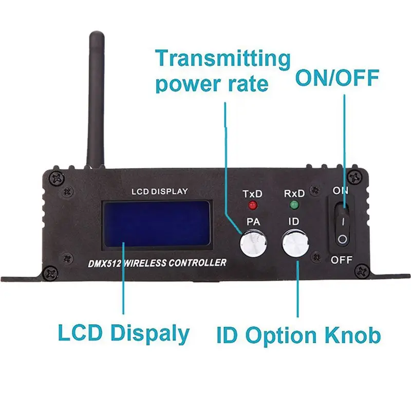 A69E2X 2.4G Wireless DMX 512 Controller Transmitter Receiver LCD Display Adjustable Repeater Lighting Controller US PLUG