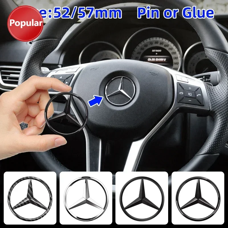 

# 1 шт., 52 мм, 57 мм, наклейка с логотипом на руль автомобиля, эмблема для Mercedes Benz AMG W176 W202 W204 W205 W210 W211 CLA CLK CLS GLA GLC