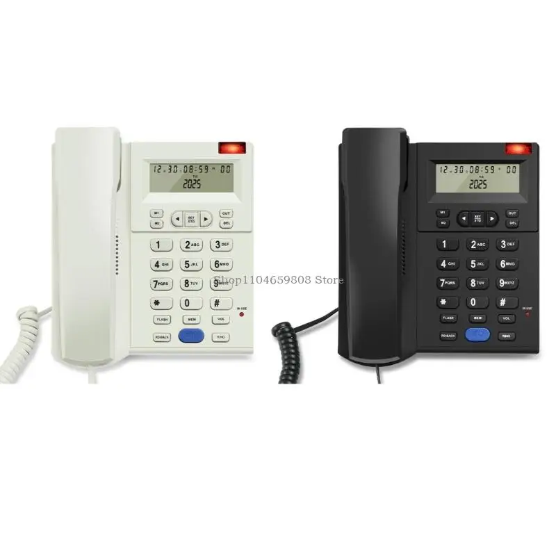 Corded Telephone Basic Landline Phone for Seniors Analog Home Phone with Call Display Small Desk Guest Room Telephone